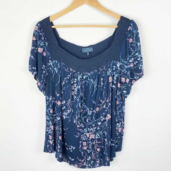 Lucky Brand Blue Floral Blouse - Picture 1 of 6